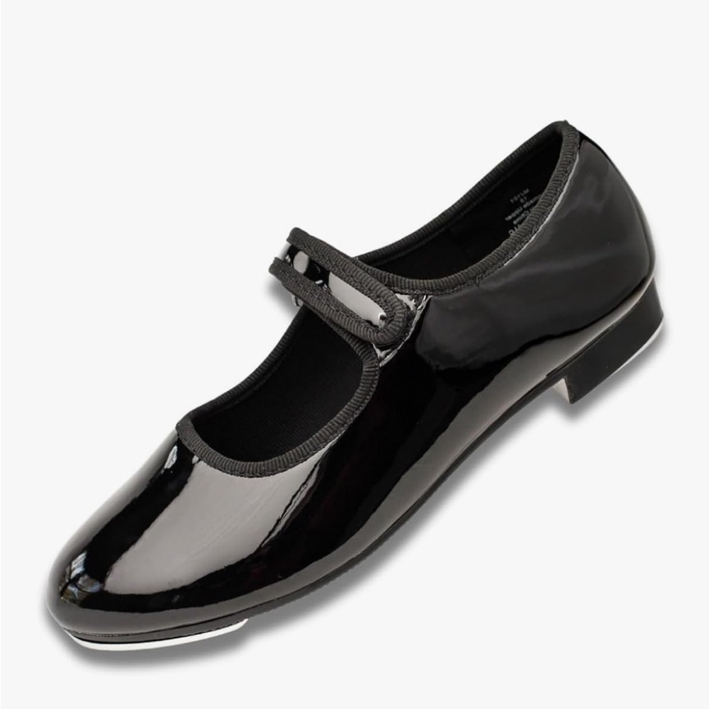 Black toddler patent leather tap shoes